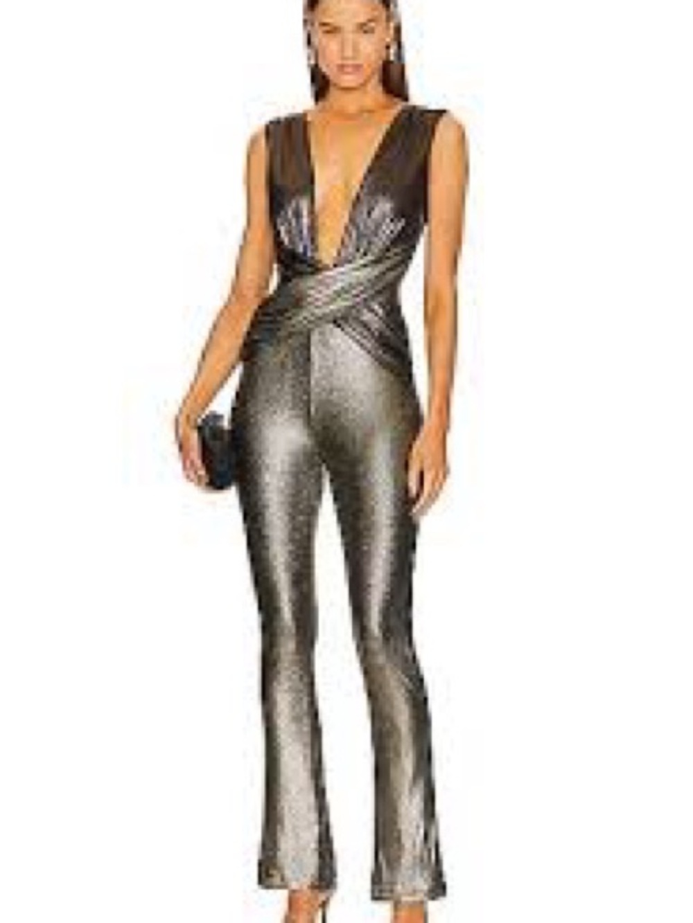 Michael Costello x REVOLVE eden jumpsuit metallic bronze champagne